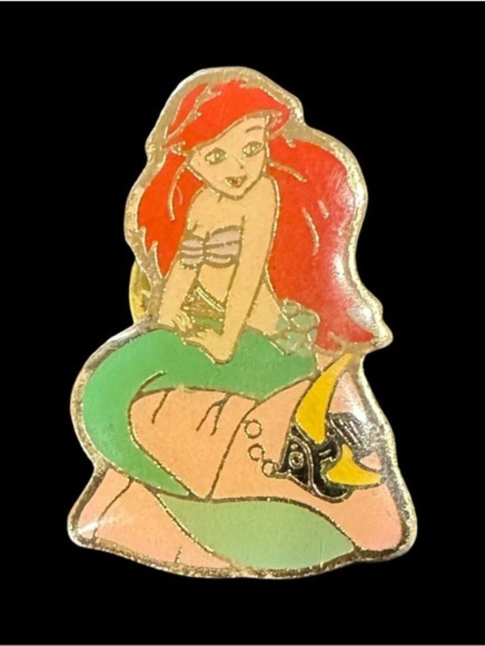 Vintage Disney Ariel The Little Mermaid Enamel Pin Collectible Gold-Tone Back